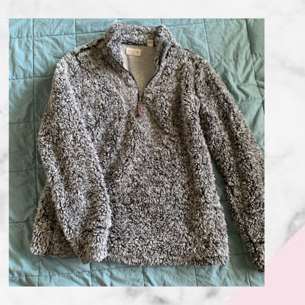 Fluffy Grey Women’s Pull-Over Half Zip